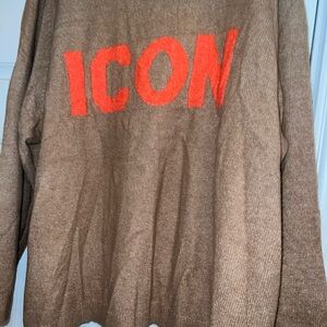 Lane bryant Brown Sweater with orange Icon Design